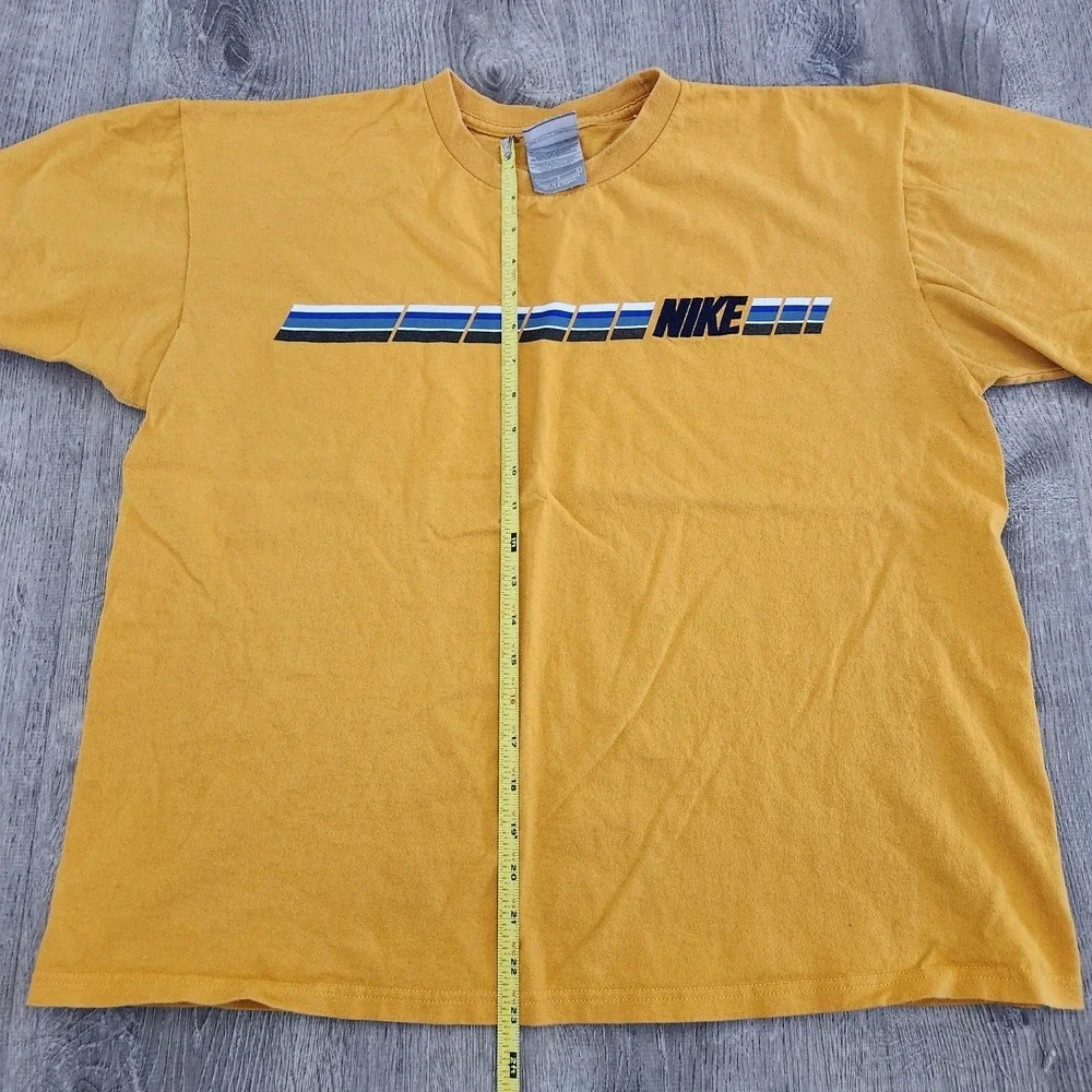 Vintage 90s Nike Center Swoosh T Shirt Yellow Size XL Grey Tag USA Fabric